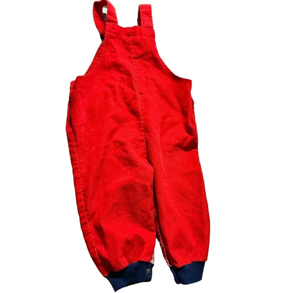 Buster Brown vintage baby corduroy overalls size 12 months, red and blue - Picture 3 of 6